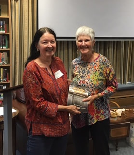 Diana Newton Parker, author's sister and coordinator of event with winner of one of Gil's books, Sue Boynton